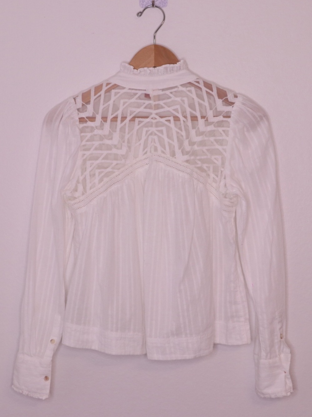 Pilcro Anthropologie White Embroidered Cotton Blouse Size 8 - Picture 6 of 8